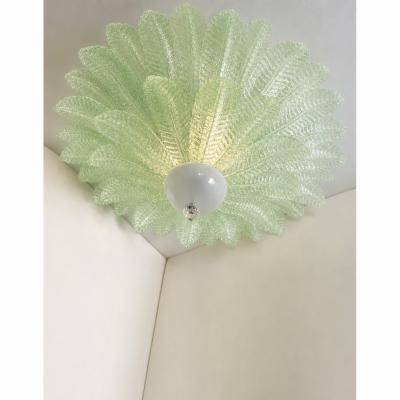  SimoEng Venetian Leaves Flush Mount in Green Murano Glass by Simoeng