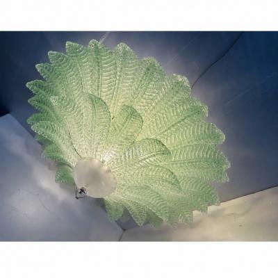  SimoEng Venetian Leaves Flush Mount in Green Murano Glass by Simoeng