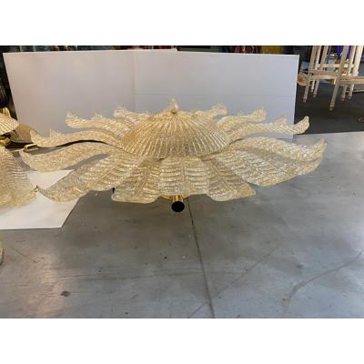  SimoEng Venetian Murano Style Glass Flush Mount Made in Gold Graniglia by SimoEng