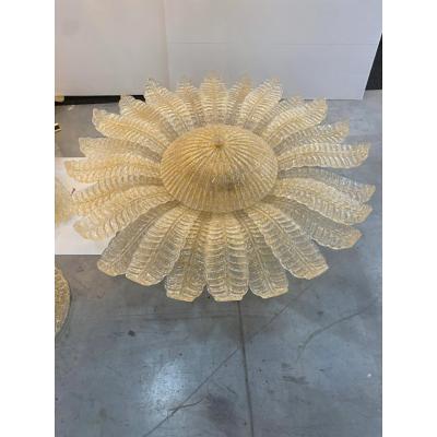  SimoEng Venetian Murano Style Glass Flush Mount Made in Gold Graniglia by SimoEng