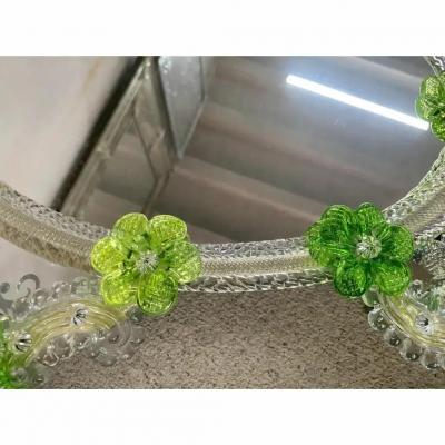  SimoEng Venetian Oval Green Floral Hand Carved Mirror by Simoeng for Simoeng