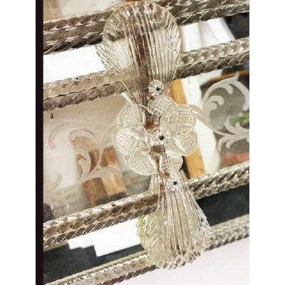  SimoEng Venetian Rectangular Floreal Hand Carving Wall Mirror in Murano Glass Style