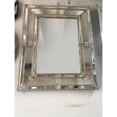  SimoEng Venetian Rectangular Floreal Hand Carving Wall Mirror in Murano Glass Style