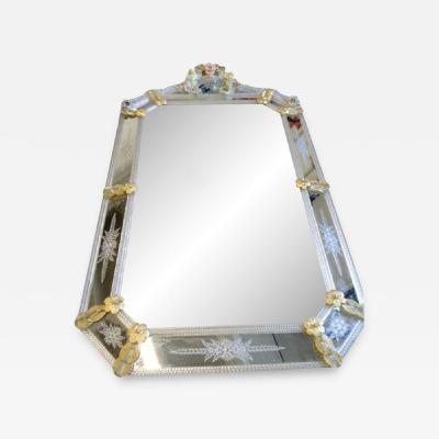  SimoEng Venetian Rectangular Floreal Hand Carving Wall Mirror in Murano Glass Style