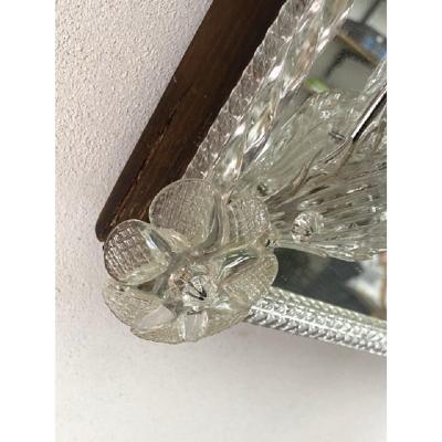  SimoEng Venetian Rectangular Floreal Hand Carving Wall Mirror in Murano Glass Style
