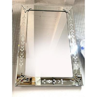  SimoEng Venetian Rectangular Hand Carving Wall Mirror Murano Glass Style