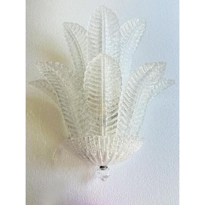  SimoEng Venetian Transparent Graniglia Leaves Murano Glass Wall Sconce by Simoeng