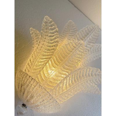  SimoEng Venetian Transparent Graniglia Leaves Murano Glass Wall Sconce by Simoeng