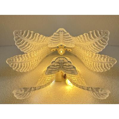  SimoEng Venetian Transparent Graniglia Leaves Murano Glass Wall Sconce by Simoeng