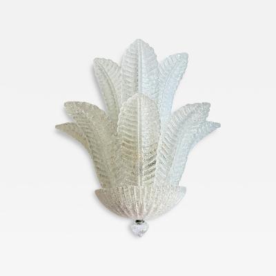  SimoEng Venetian Transparent Graniglia Leaves Murano Glass Wall Sconce by Simoeng