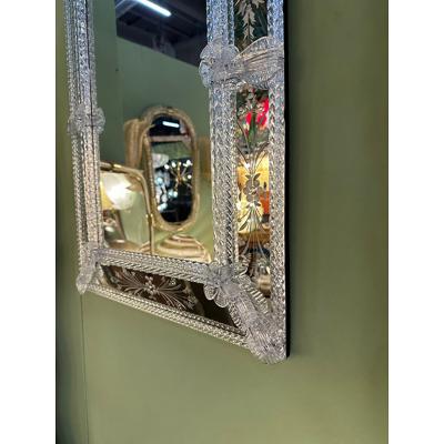  SimoEng Venetian Transparent Hand Carved Murano Glass Style Wall Mirror