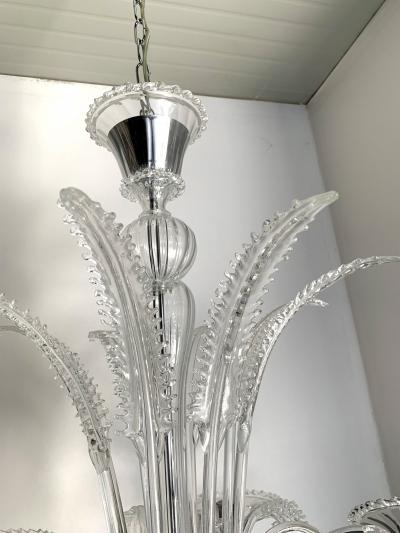  SimoEng Venetian Transparent Murano Style Glass Chandelier With Ferns Felci Leaves