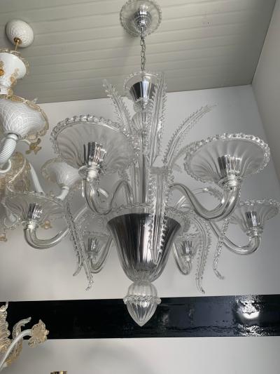  SimoEng Venetian Transparent Murano Style Glass Chandelier With Ferns Felci Leaves