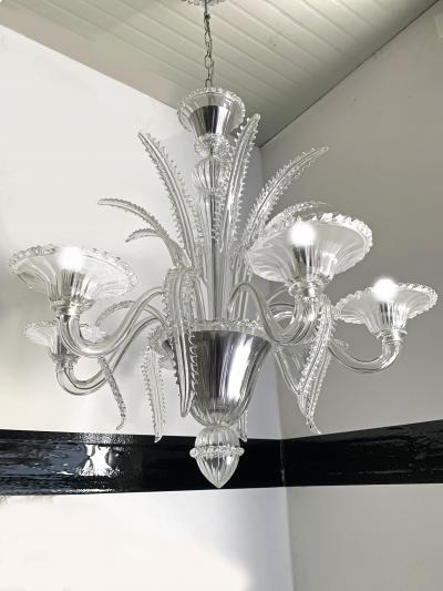  SimoEng Venetian Transparent Murano Style Glass Chandelier With Ferns Felci Leaves