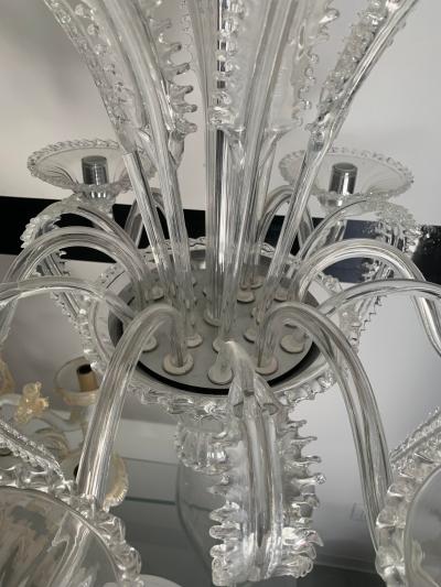  SimoEng Venetian Transparent Murano Style Glass Chandelier With Ferns Felci Leaves
