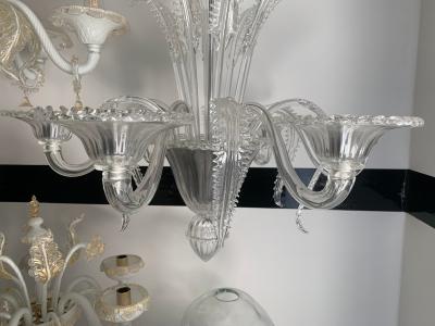  SimoEng Venetian Transparent Murano Style Glass Chandelier With Ferns Felci Leaves