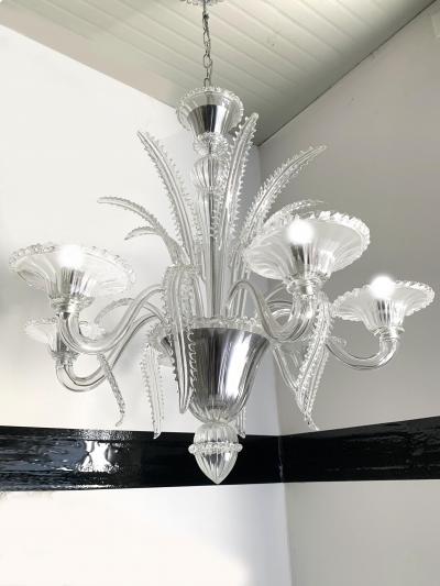  SimoEng Venetian Transparent Murano Style Glass Chandelier With Ferns Felci Leaves