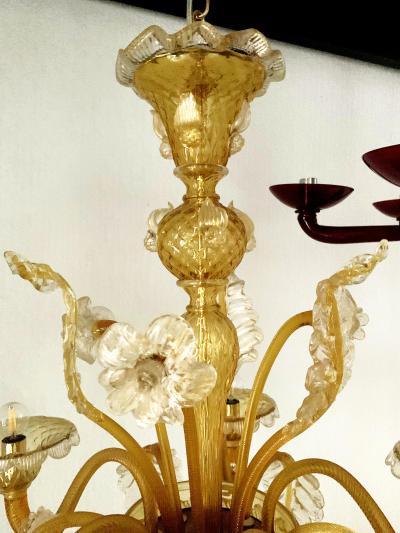 SimoEng Venetian Transparent and Amber Murano Style Glass Chandelier