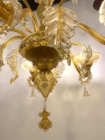  SimoEng Venetian Transparent and Amber Murano Style Glass Chandelier