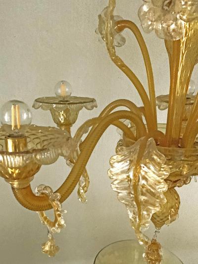  SimoEng Venetian Transparent and Amber Murano Style Glass Chandelier