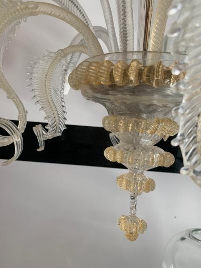  SimoEng Venetian Transparent and Gold Murano Style Glass Chandelier