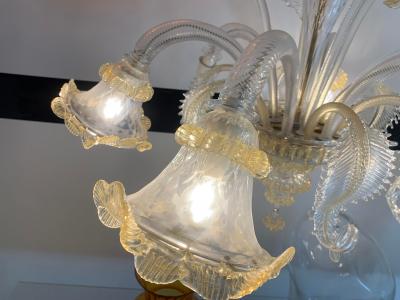  SimoEng Venetian Transparent and Gold Murano Style Glass Chandelier