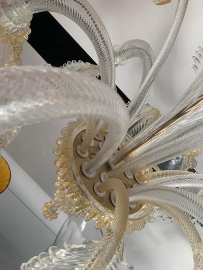  SimoEng Venetian Transparent and Gold Murano Style Glass Chandelier