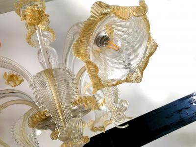  SimoEng Venetian Transparent and Gold Murano Style Glass Chandelier