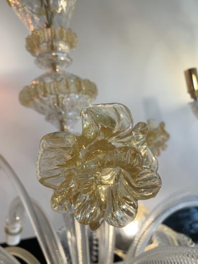  SimoEng Venetian Transparent and Gold Murano Style Glass Chandelier