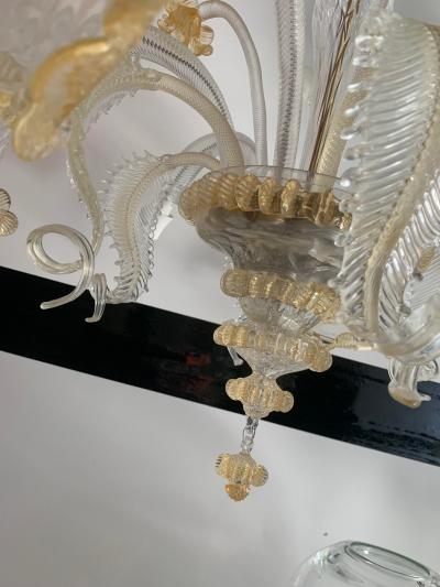  SimoEng Venetian Transparent and Gold Murano Style Glass Chandelier