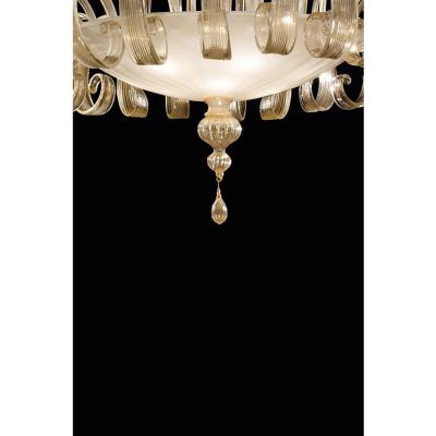  SimoEng Venetian White and Gold Murano Style Glass Chandelier
