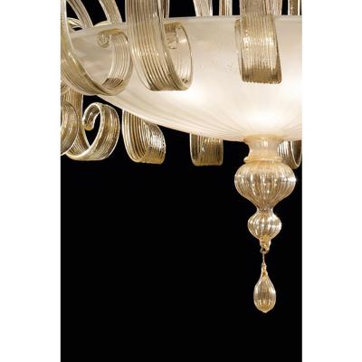  SimoEng Venetian White and Gold Murano Style Glass Chandelier