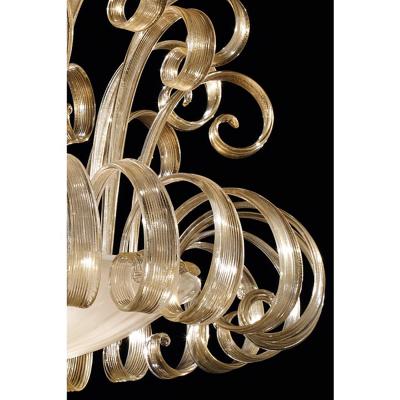  SimoEng Venetian White and Gold Murano Style Glass Chandelier