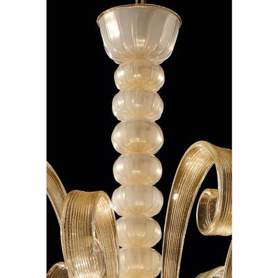  SimoEng Venetian White and Gold Murano Style Glass Chandelier