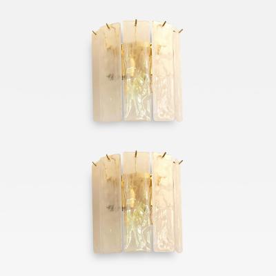  SimoEng Venied White Alabastro Strips Listelli Murano Glass Gold 24k Wall Sconce