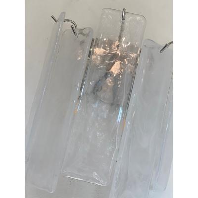  SimoEng Venied White Alabastro Strips Listelli Murano Glass Wall Sconce