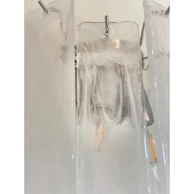 SimoEng Venied White Alabastro Strips Listelli Murano Glass Wall Sconce