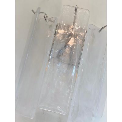  SimoEng Venied White Alabastro Strips Listelli Murano Glass Wall Sconce