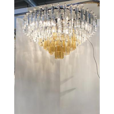  SimoEng Vintage Amber Quadriedro Murano Style Glass Chandelier