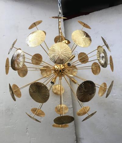  SimoEng Water Lily Brass Sputnik Sphere Chandelier