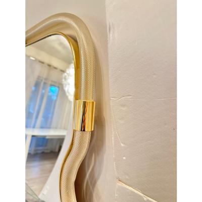  SimoEng Wave Mirror in Gold Torchon Torciglione Murano Exclusive Design by Simoeng