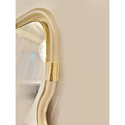  SimoEng Wave Mirror in Gold Torchon Torciglione Murano Style Glass Design