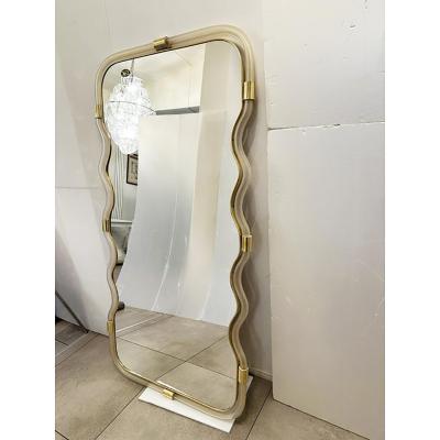  SimoEng Wave Mirror in Gold Torchon Torciglione Murano Style Glass Design