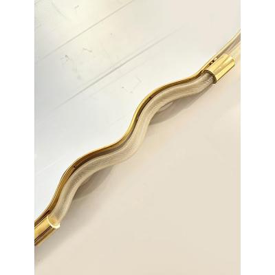  SimoEng Wave Mirror in Gold Torchon Torciglione Murano Style Glass Design