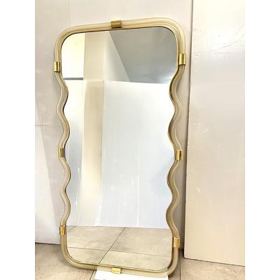  SimoEng Wave Mirror in Gold Torchon Torciglione Murano Style Glass Design