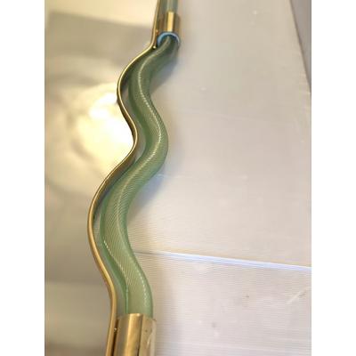  SimoEng Wave Mirror in Green and Gold Torchon Torciglione Murano Style Glass