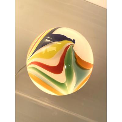  SimoEng White Egg Small Lamp With Multicolored Reeds in Murano Style Glass
