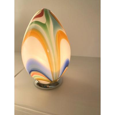  SimoEng White Egg Small Lamp With Multicolored Reeds in Murano Style Glass