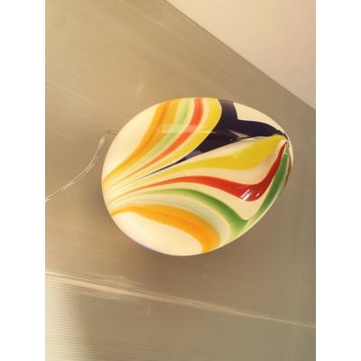  SimoEng White Egg Small Lamp With Multicolored Reeds in Murano Style Glass