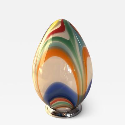  SimoEng White Egg Small Lamp With Multicolored Reeds in Murano Style Glass